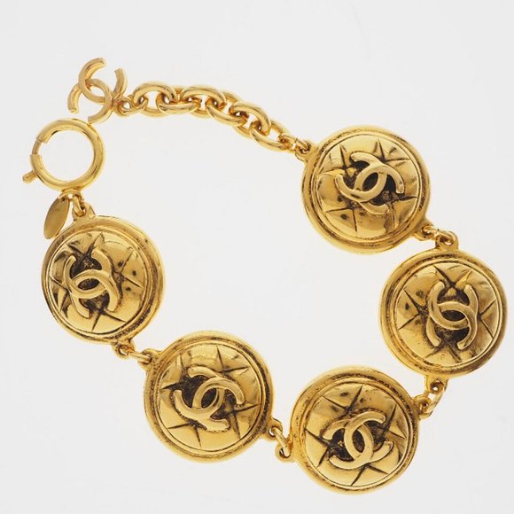 CHANEL Matrasse vintage COCO Mark Ble Rubbed T gold Plated Gold Women - Picture 1 of 9